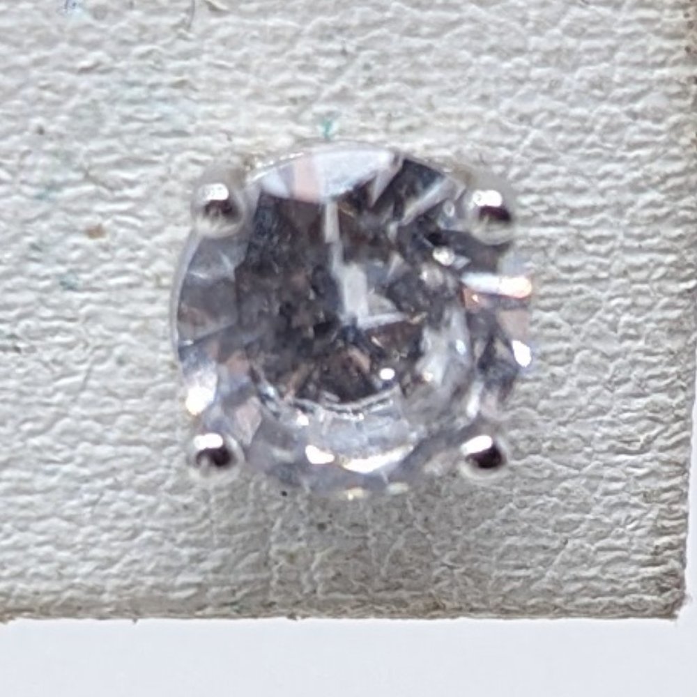 New Rhodalite Over Sterling Silver Diamond Simulant Stud Earrings - Picture 4 of 7